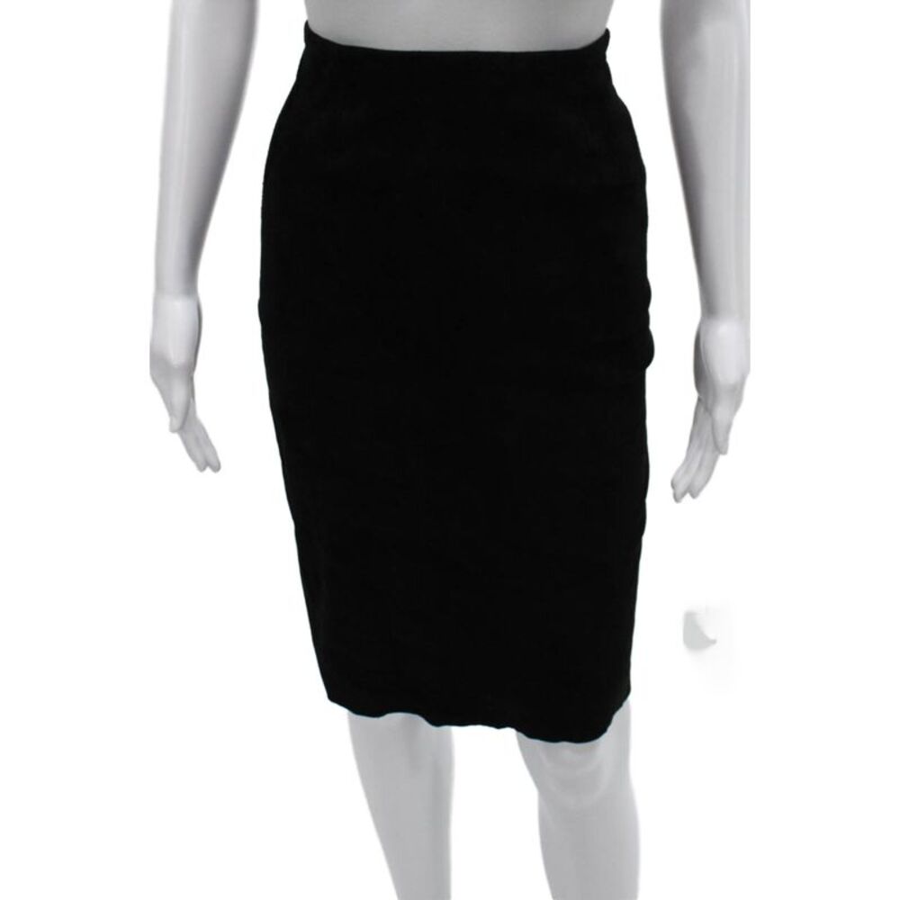 Stouls Women Straight Pencil Leather Black Skirt Knee Length Size S